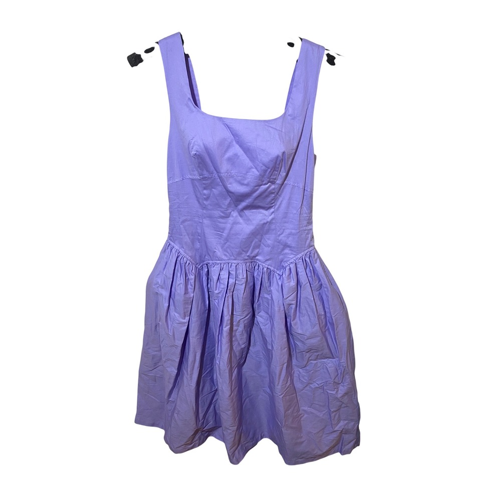 Scoop Maxi Waist Dress Light Grape Purple Bow Back Pockets XS 0-2